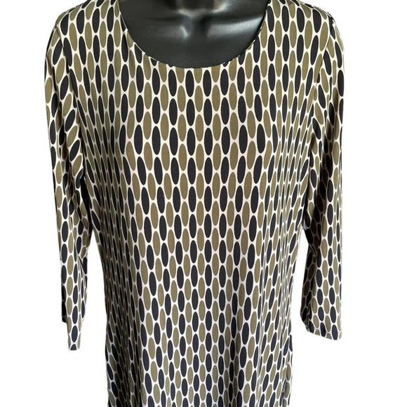 Michael Kors Green and Blue 3/4 Sleeve Shift Dress Size 8 - Picture 3 of 9